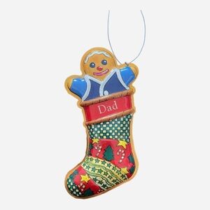 Vintage 1999 Hallmark Dad Santa Stocking Tin Christmas Ornament Xmas
